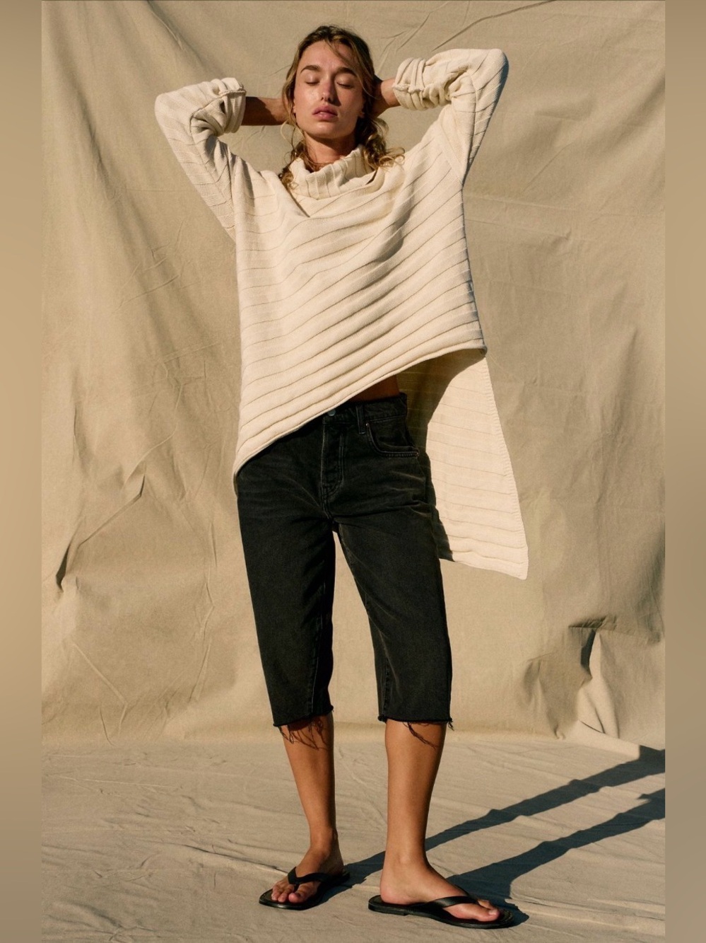 NWT Free People Lightweight Cotton Summer Sweater Tunic in Ivory